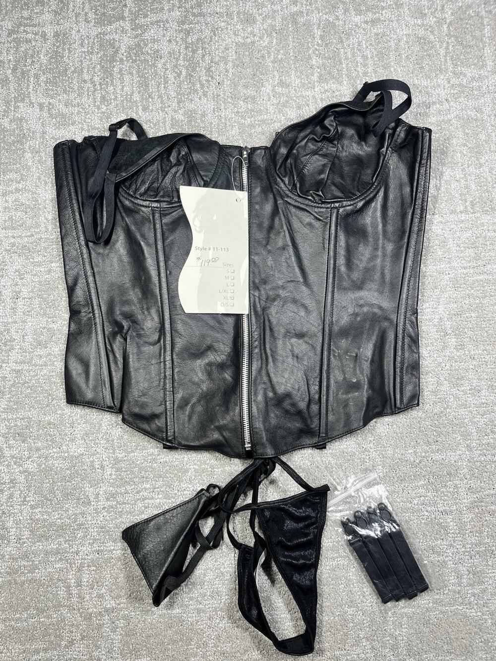 Allure NWT Leather Goth Corset Lingerie Set Women Size XL